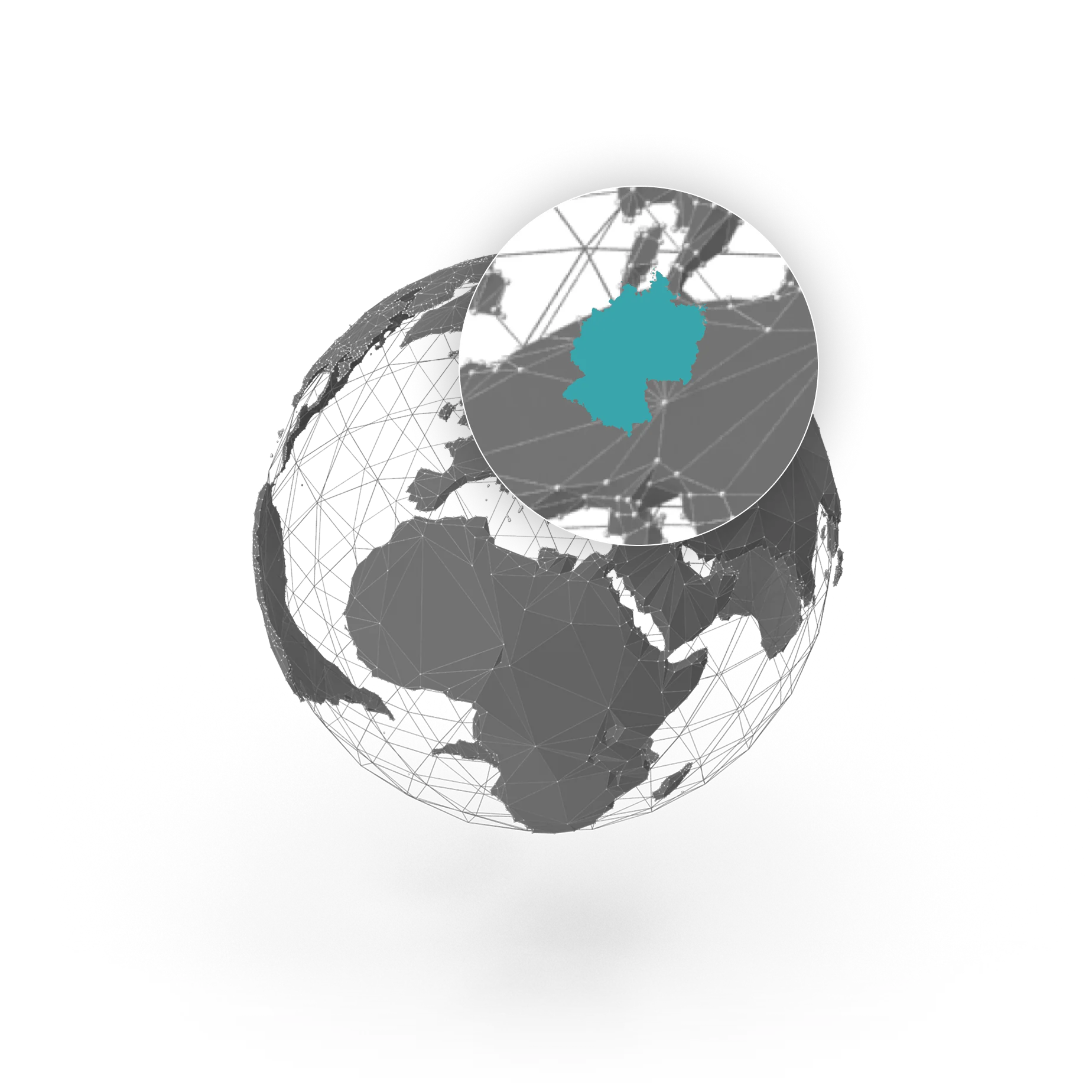 A globe illustration highlighting North America.