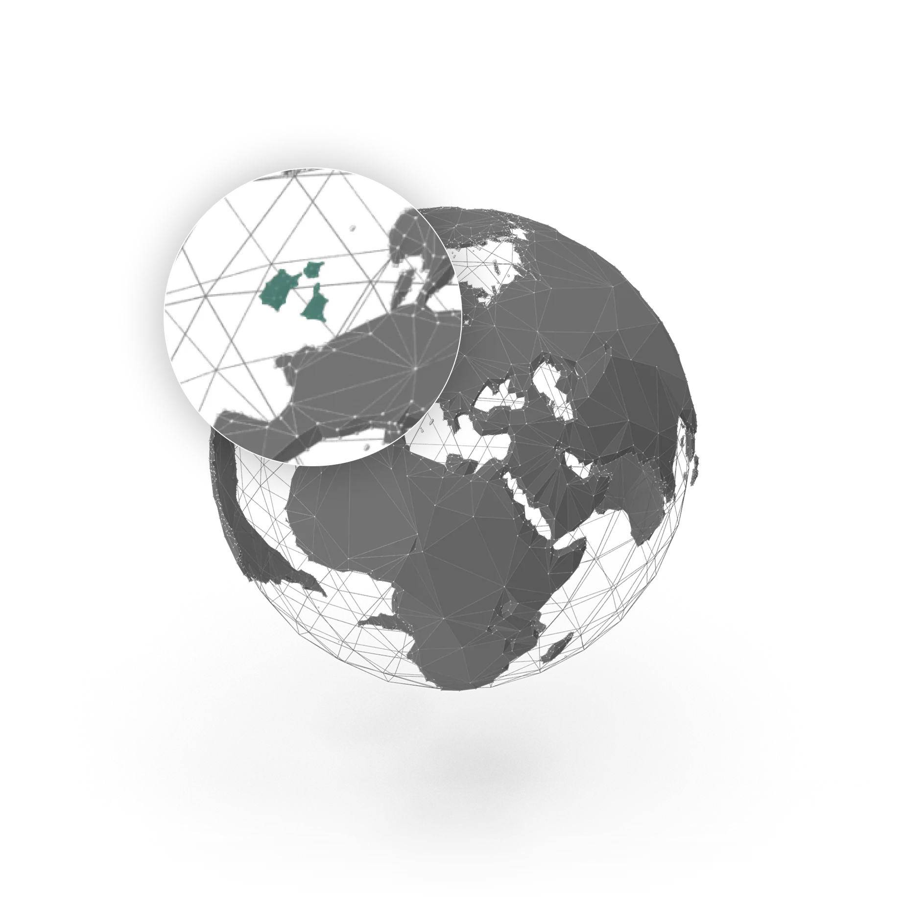 A globe illustration highlighting North America.