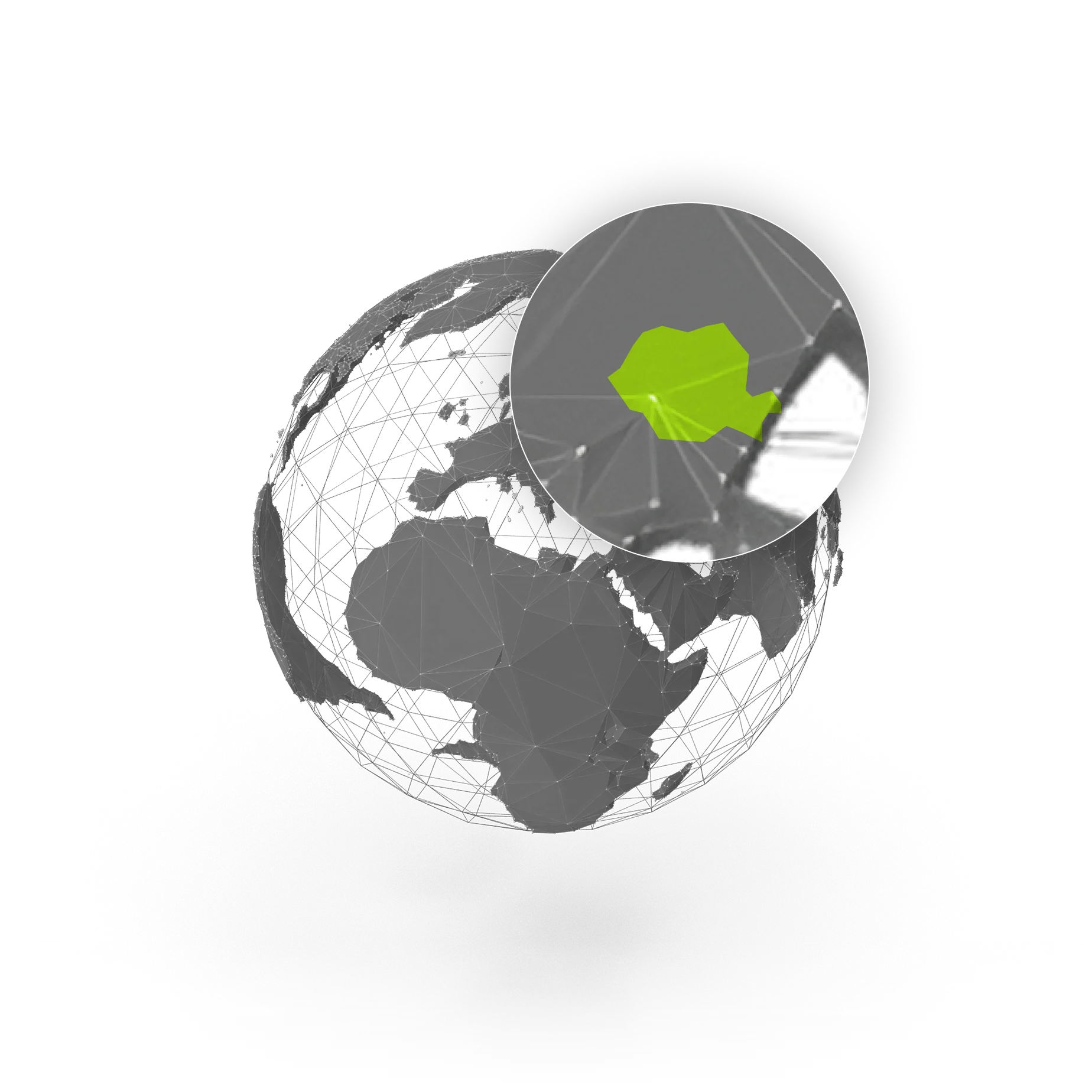 A globe illustration highlighting North America.