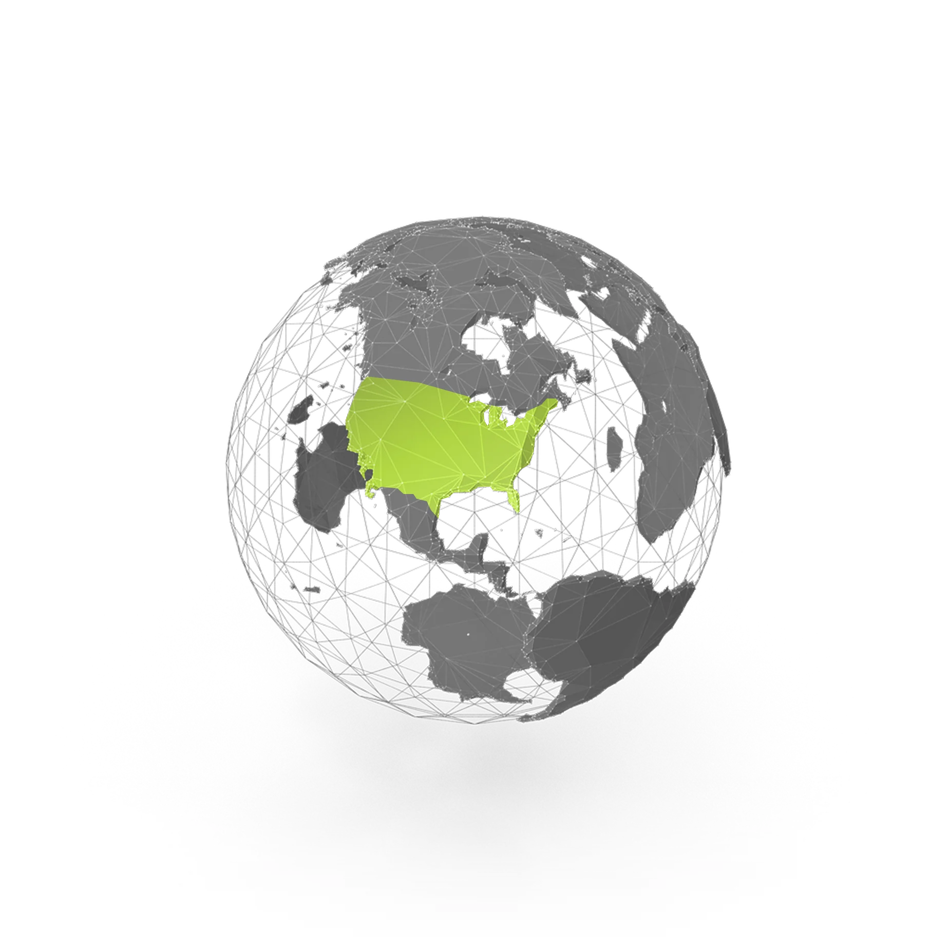 A globe illustration highlighting North America.