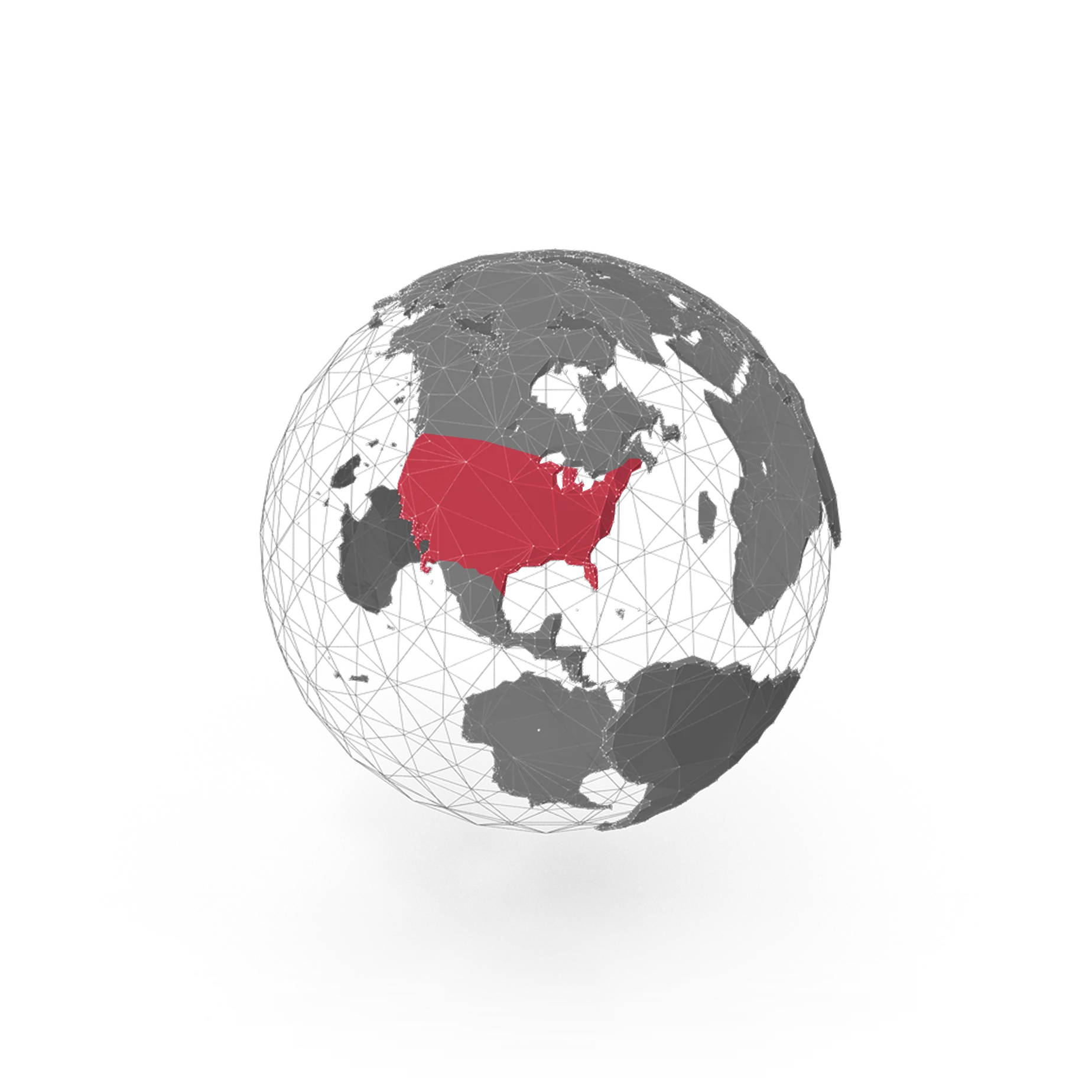 A globe illustration highlighting North America.