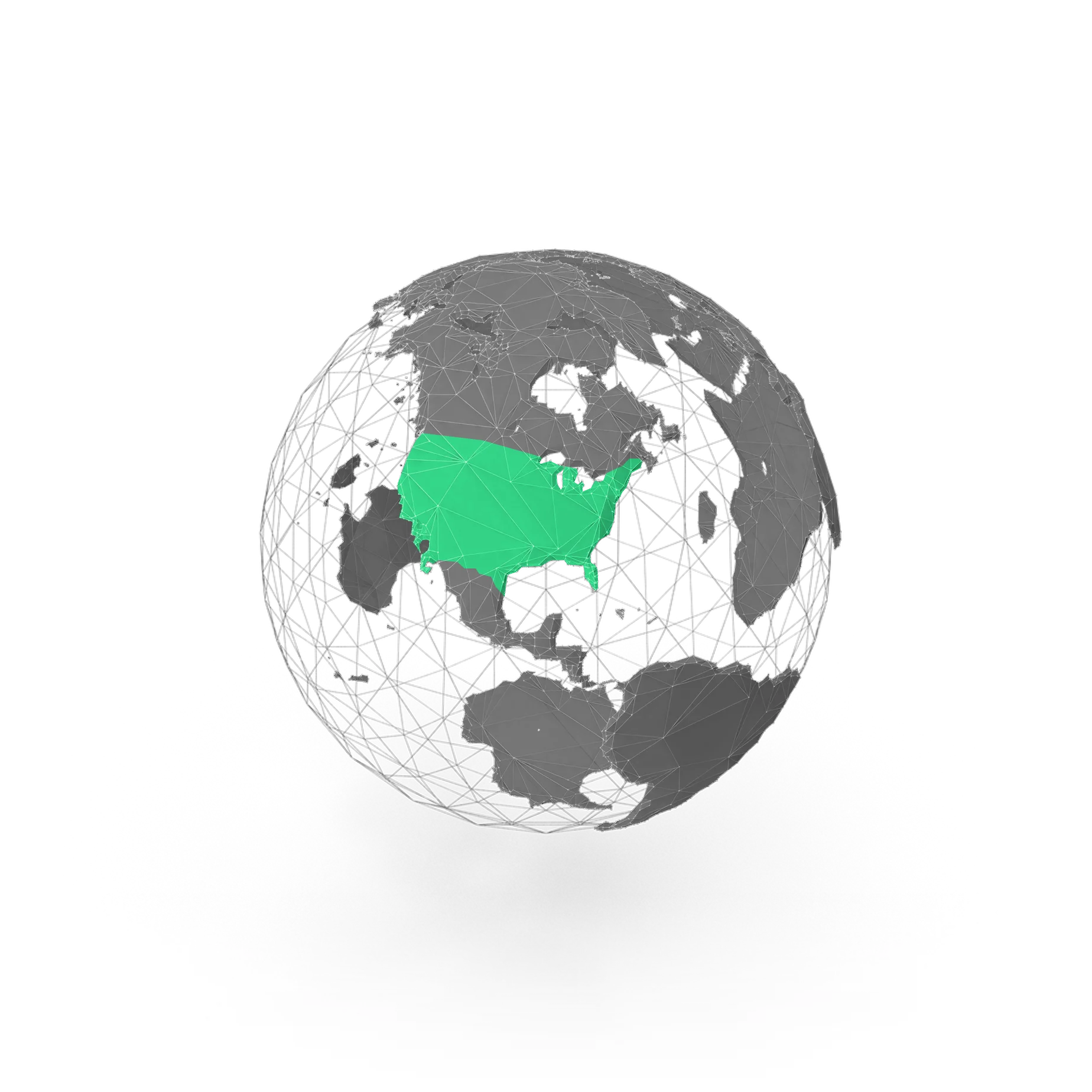 A globe illustration highlighting North America.