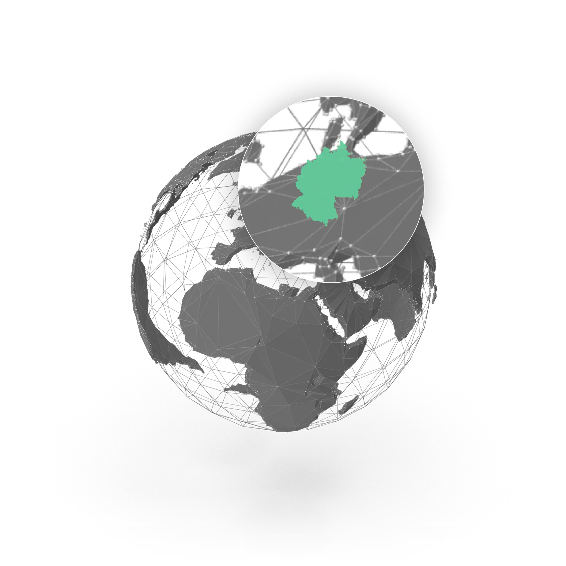 A globe illustration highlighting North America.