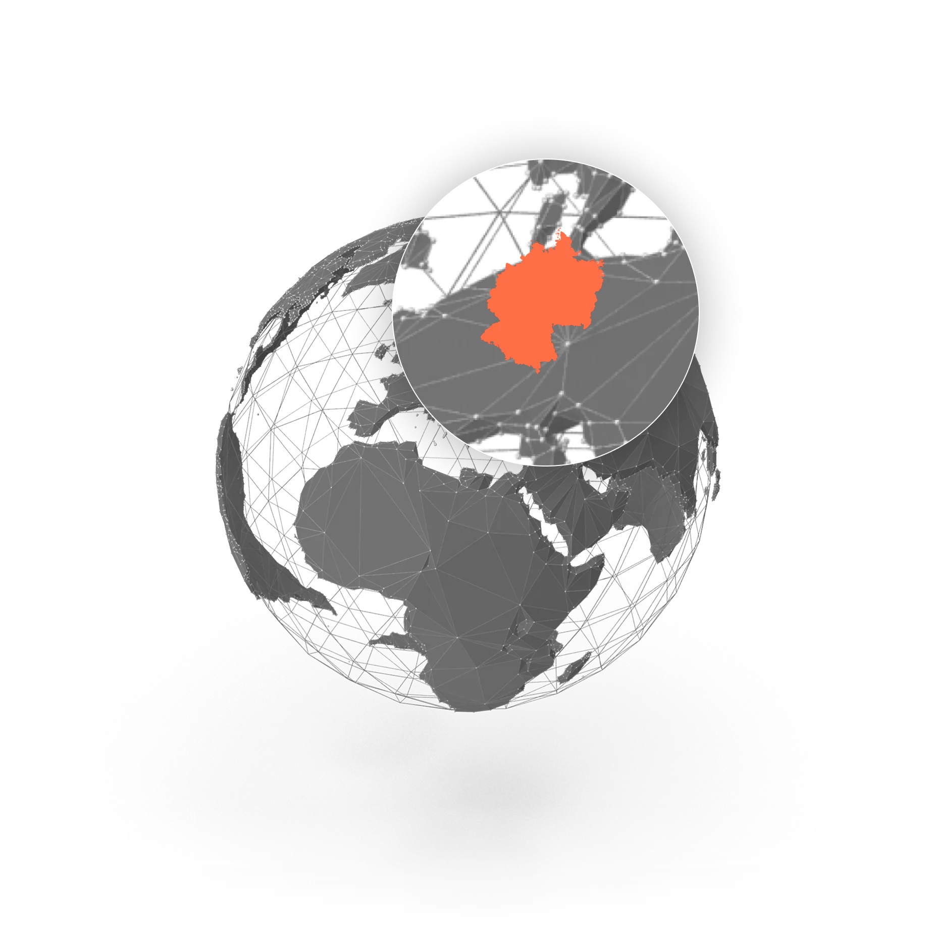 A globe illustration highlighting North America.