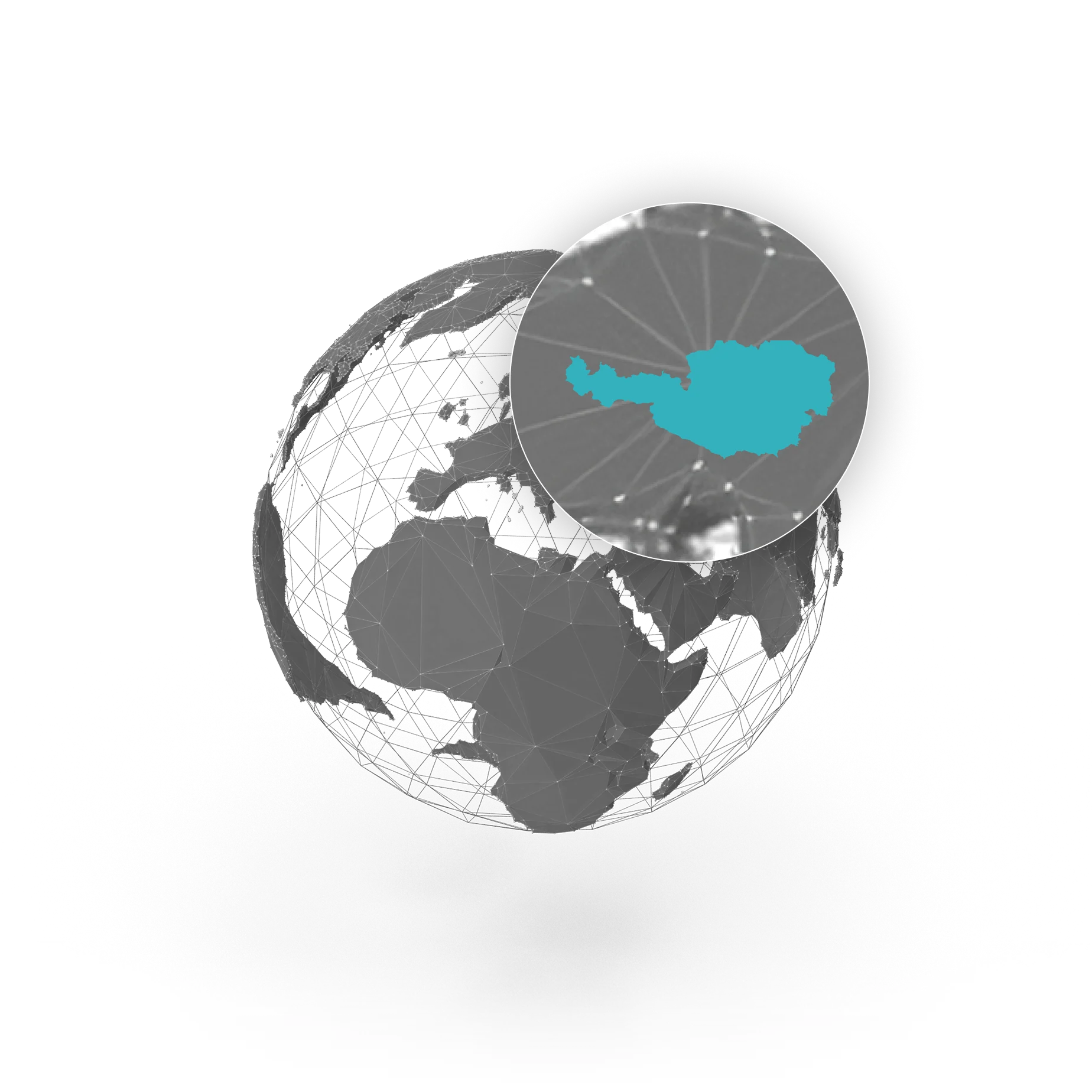 A globe illustration highlighting North America.