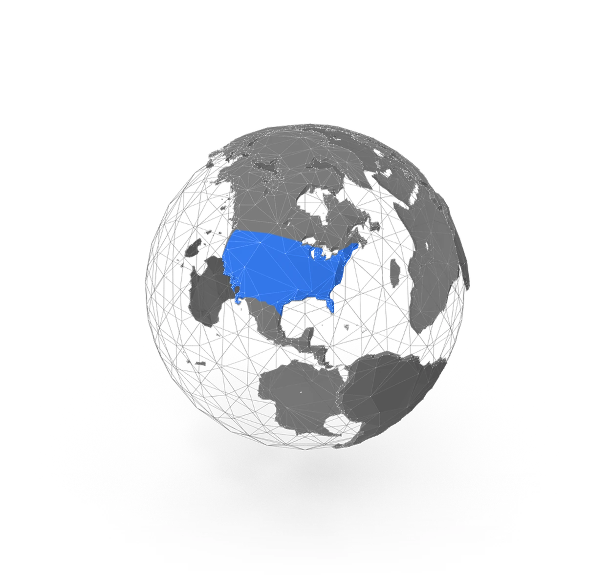 A globe illustration highlighting North America.