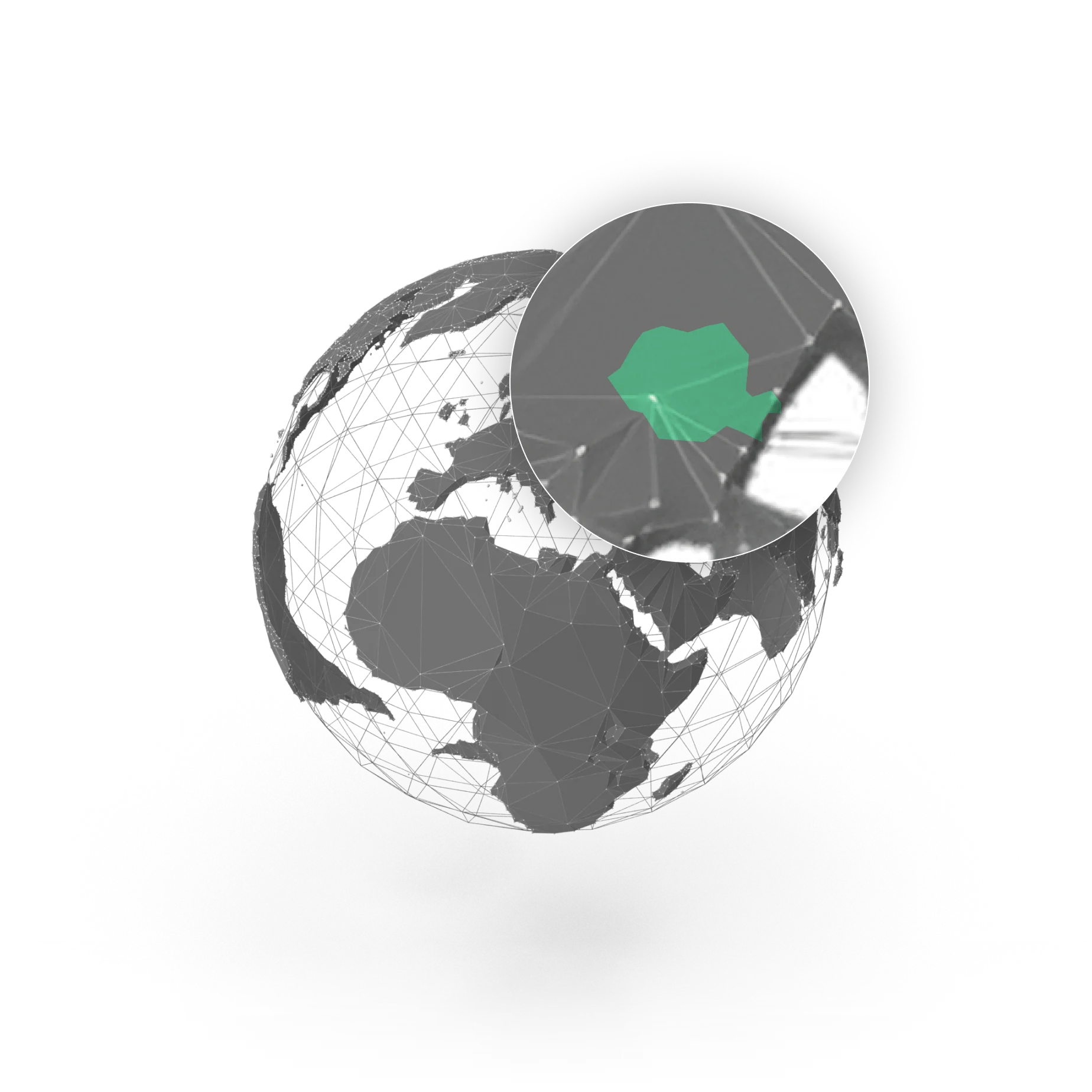 A globe illustration highlighting North America.