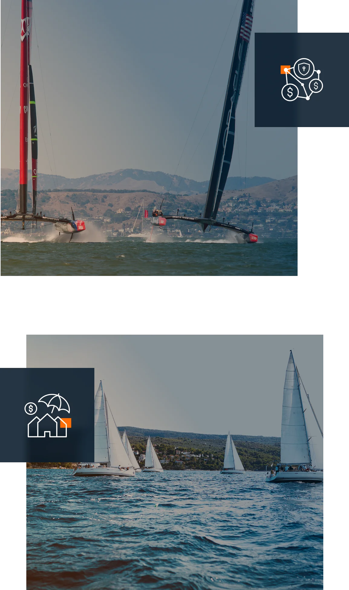 Sailing boat photos used in the Bluecap website