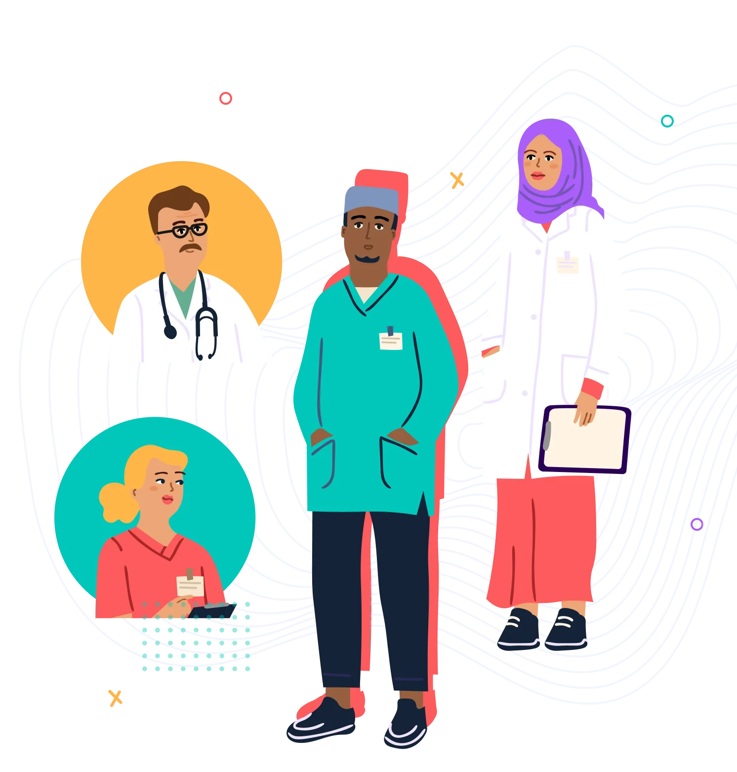 Illustration of doctors and medical students