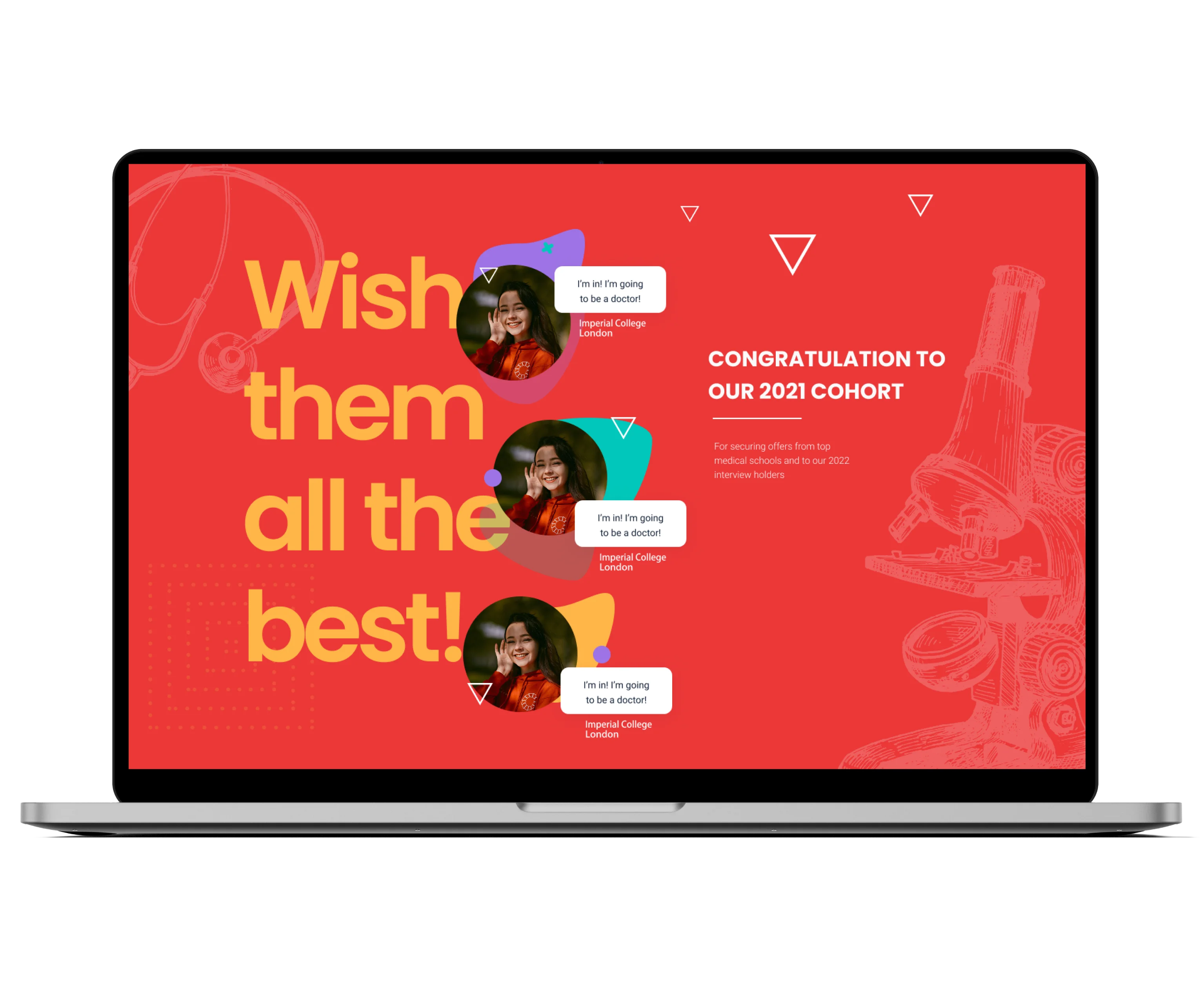 Medefine Education website homepage shown on a laptop