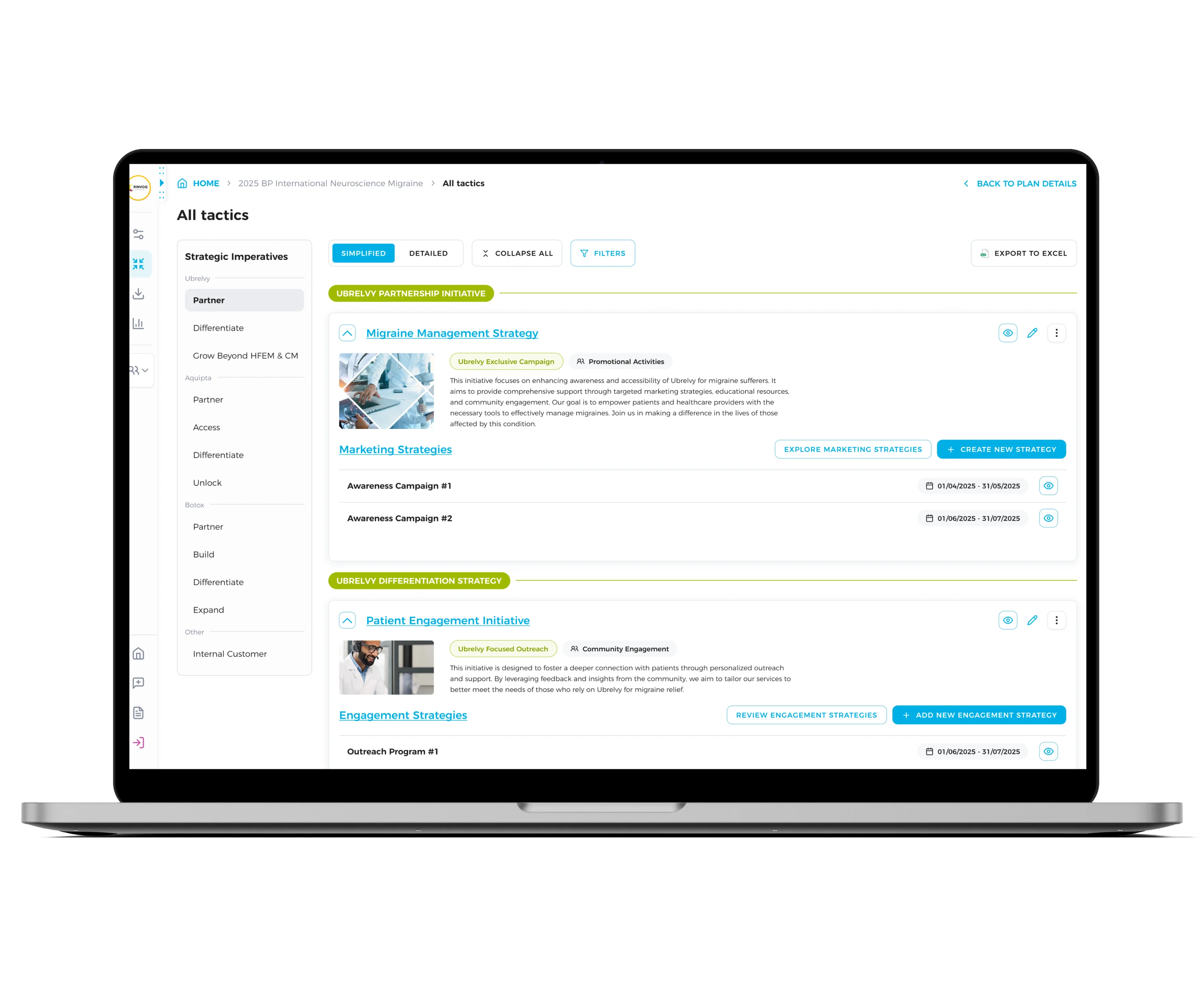 Planhub project listing platform shown on a laptop