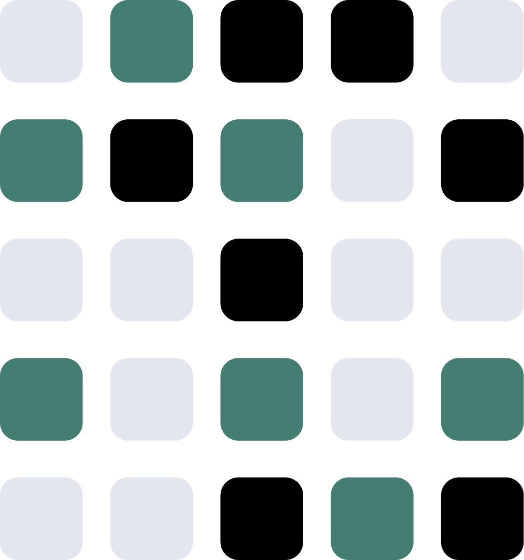 Abstract pattern of green, black and grey squares
