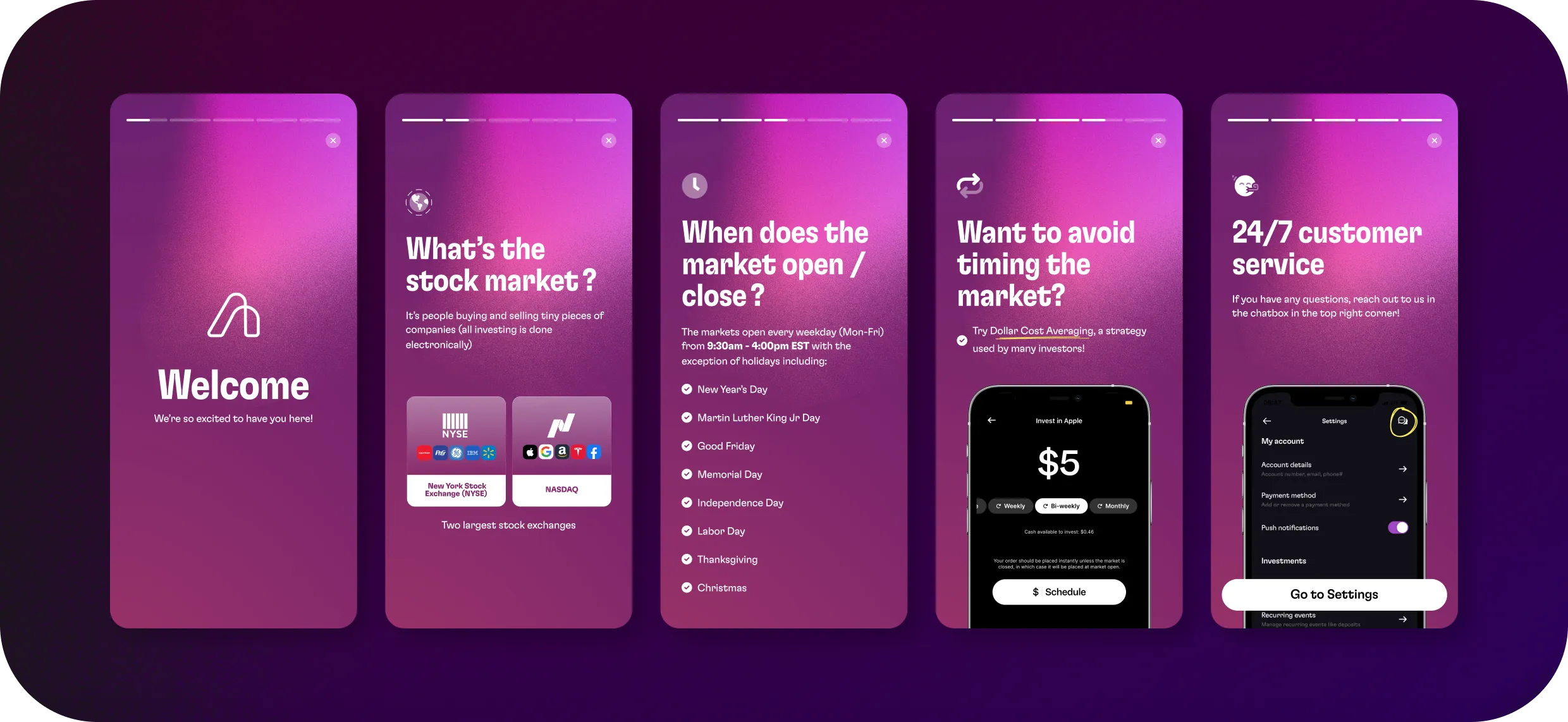 Investing 101 story screens