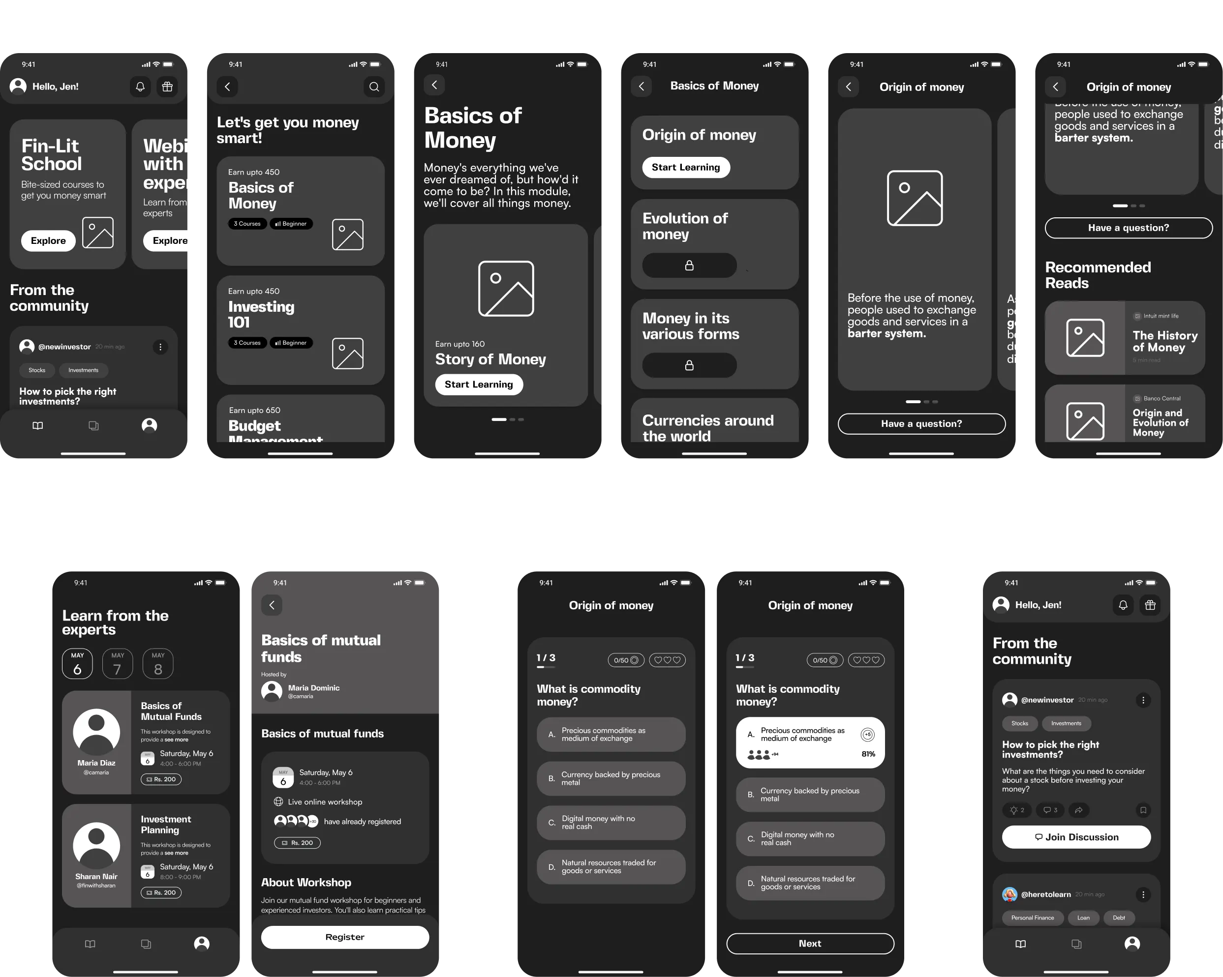 High fidelity wireframes