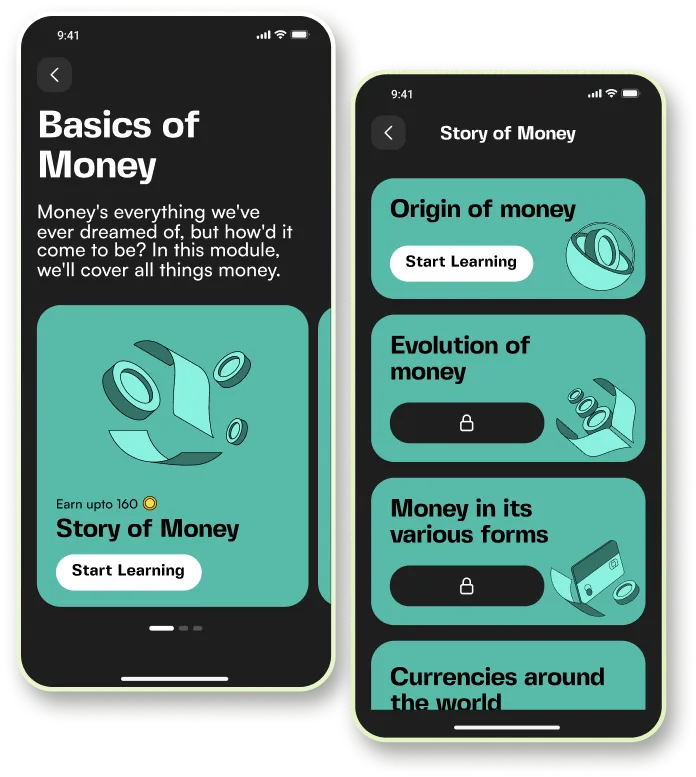 Finlit course path screens