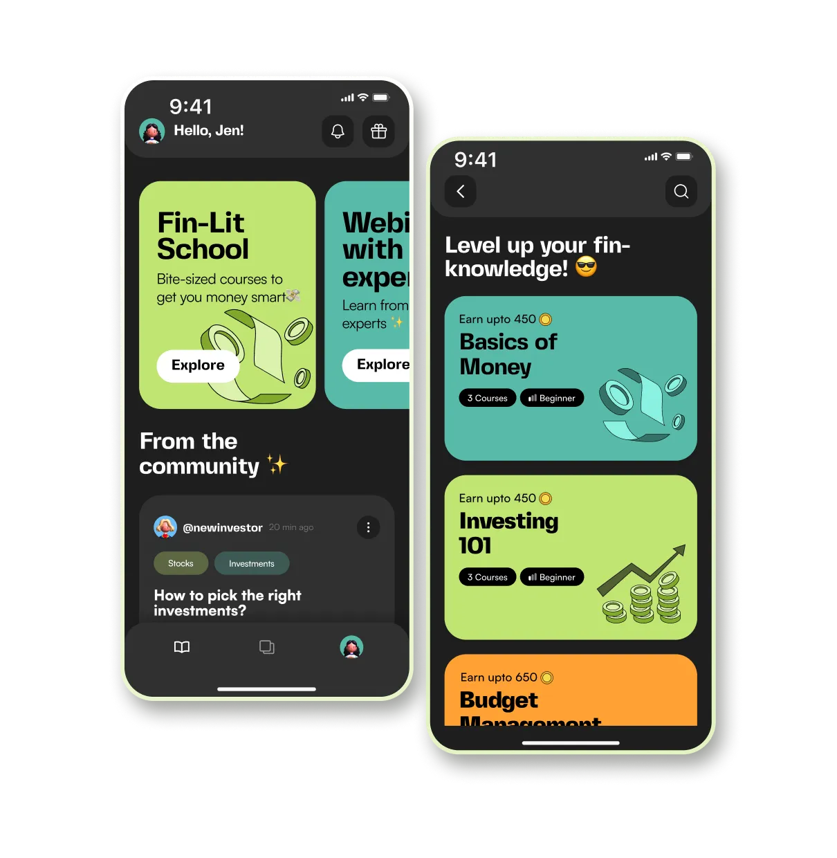 Home page and course page