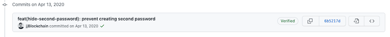 GitHub commit showing secondary password removal in April 2020