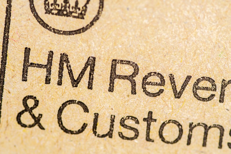 Close-up of an HM Revenue & Customs stamp