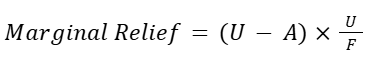 Marginal relief = (U - A) X U/F