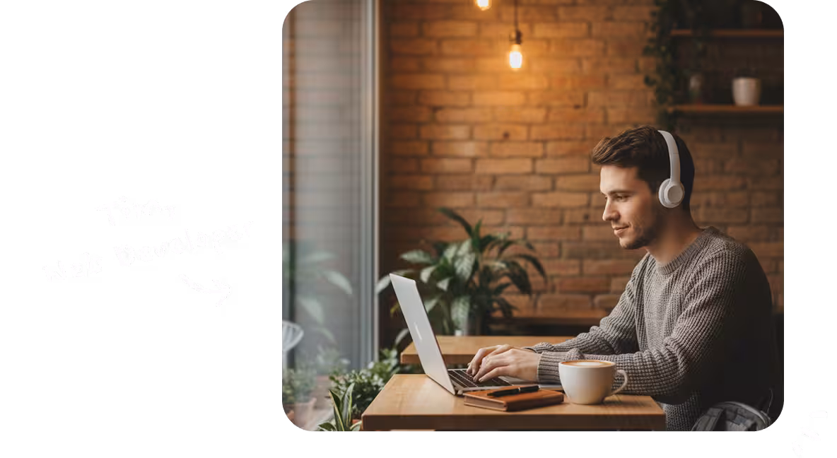 Image of a man working on a laptop