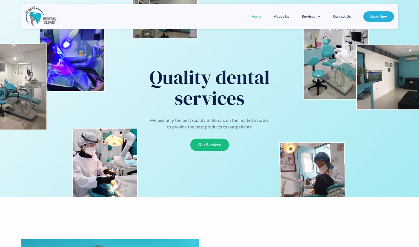 A image of a website for dental services