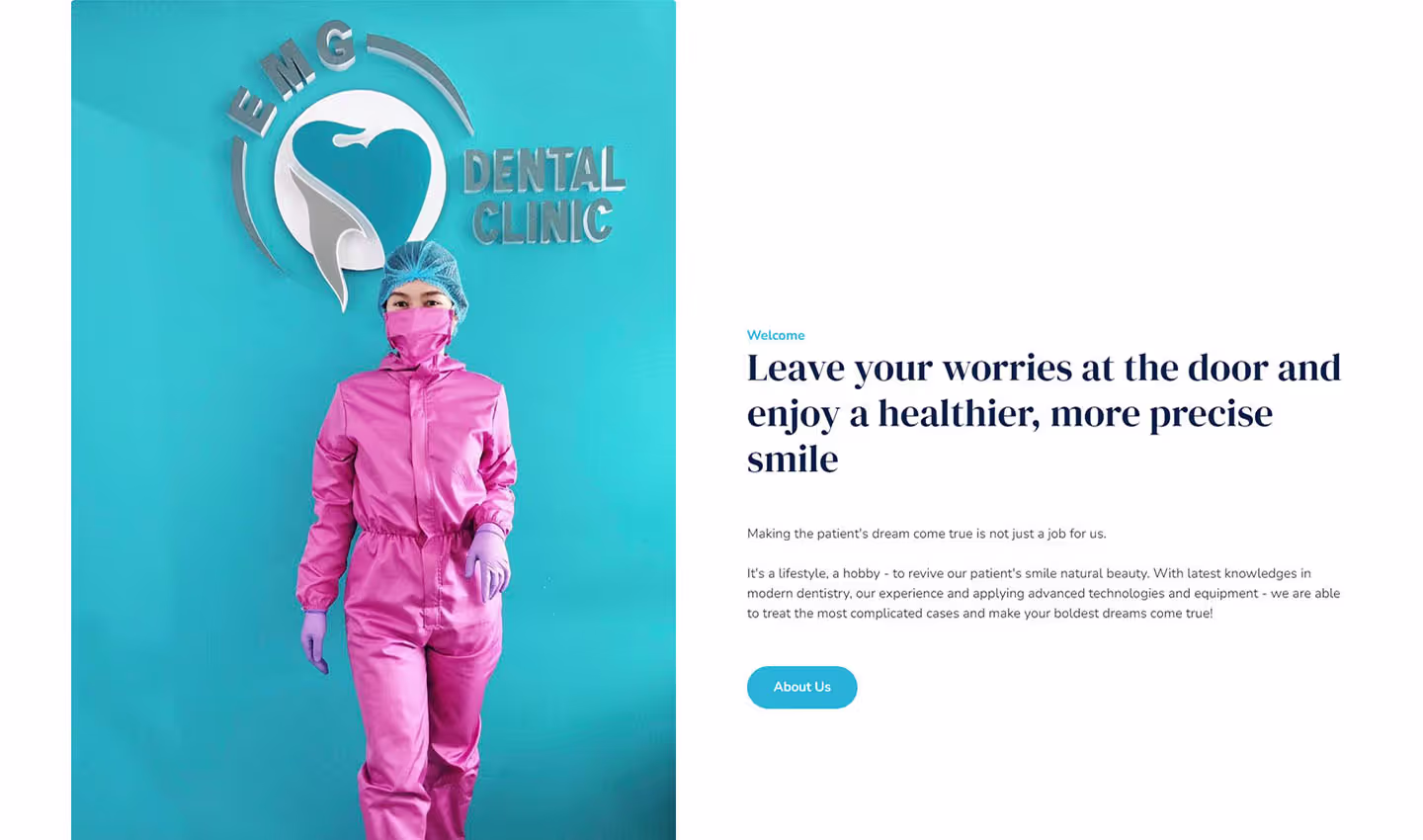 A image of a website for dental services