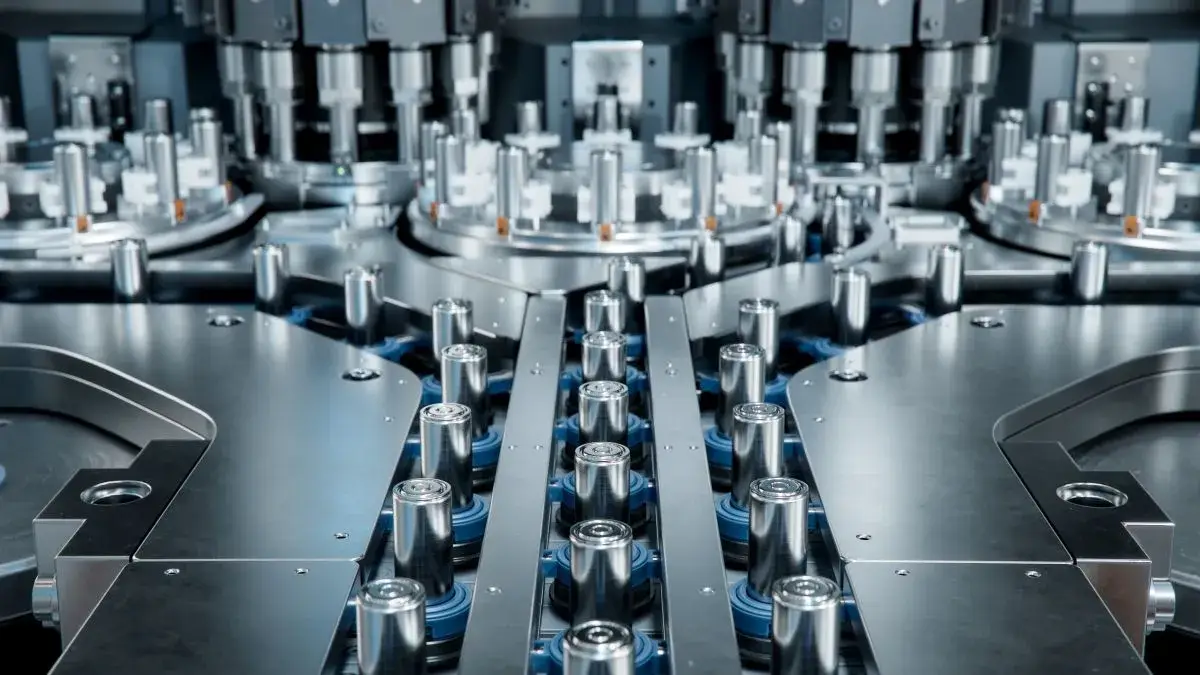 Up-close image of a manufacturing line.