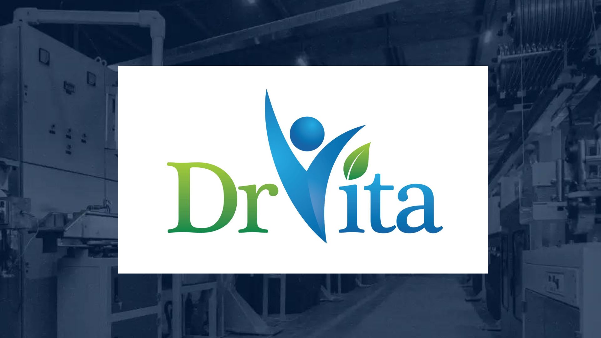 DrVita logo over a manufacturing facility background.