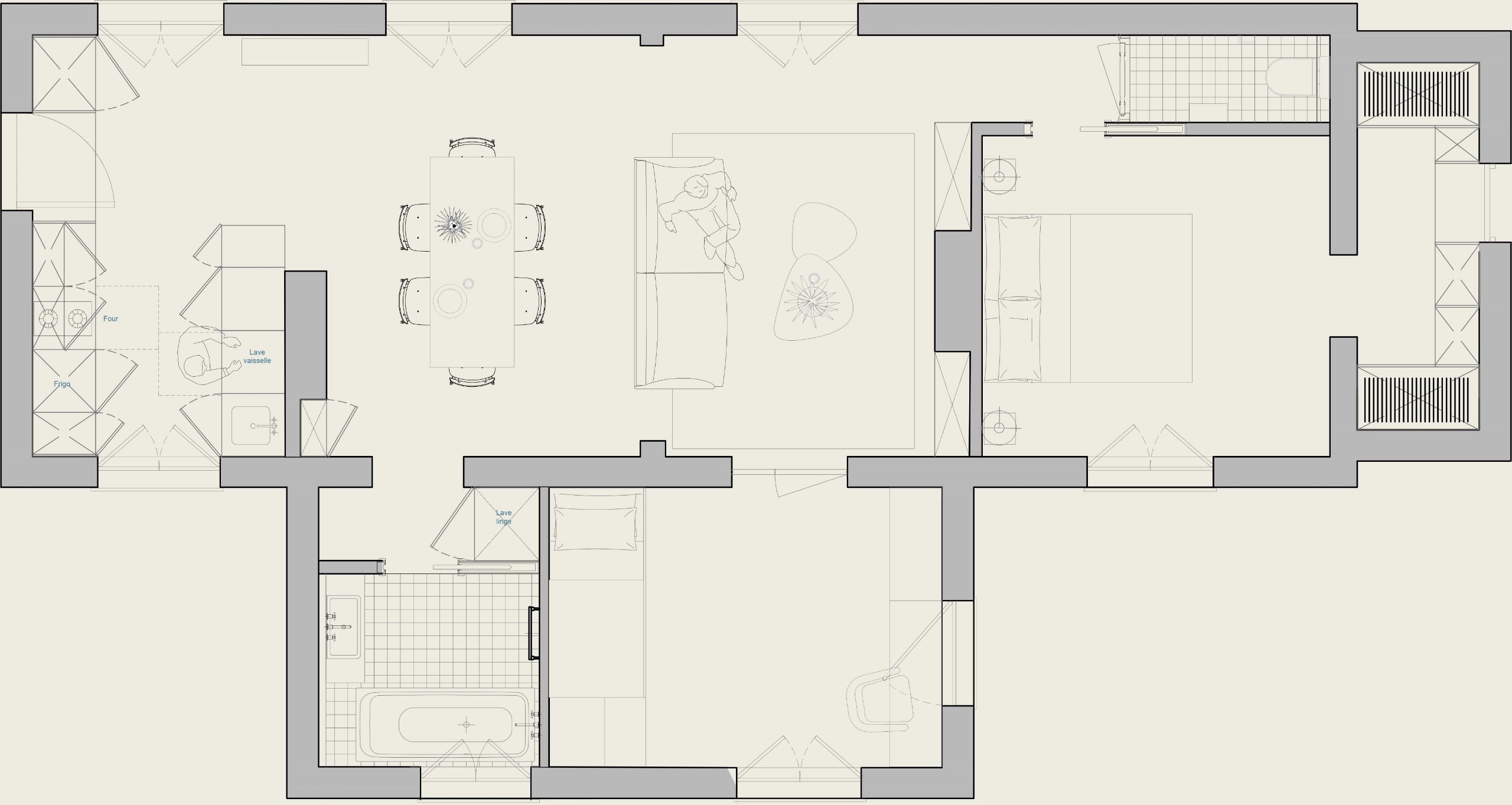 Plan d’aménagement final de l’appartement Bonne Aventure