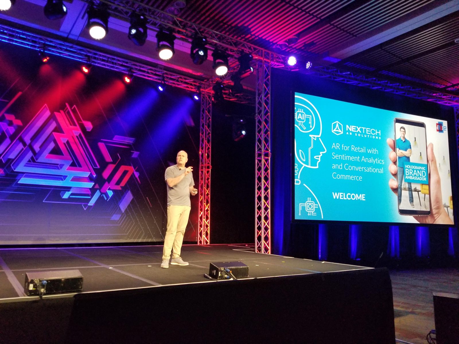Paul Duffy on stage at AWE 2019