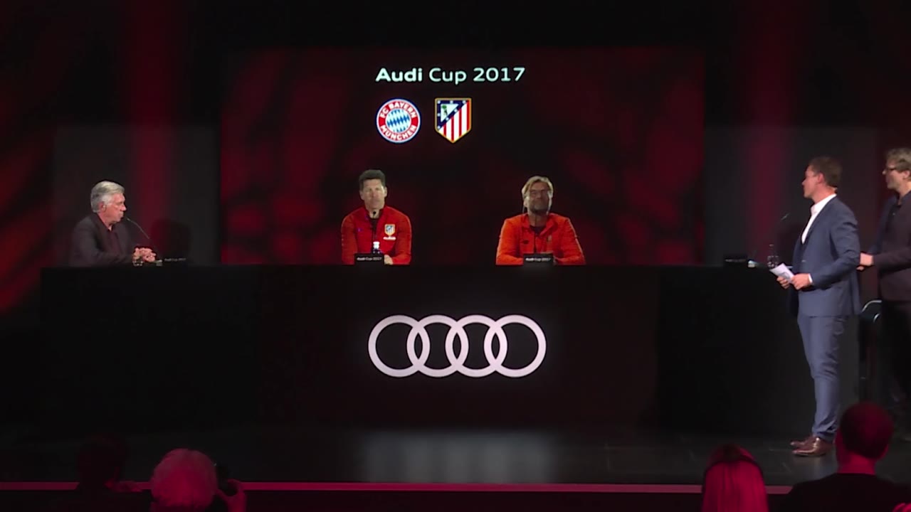 A live HumaGram press conference linking Munich and Madrid, Audi Cup 2017.