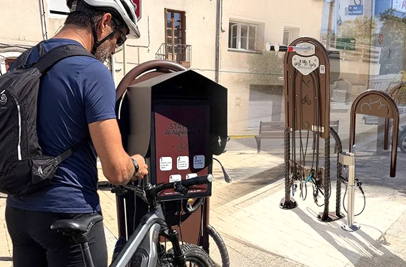 1 borne de réparation vélo et de recharge pour la ville de Thoissey (01).