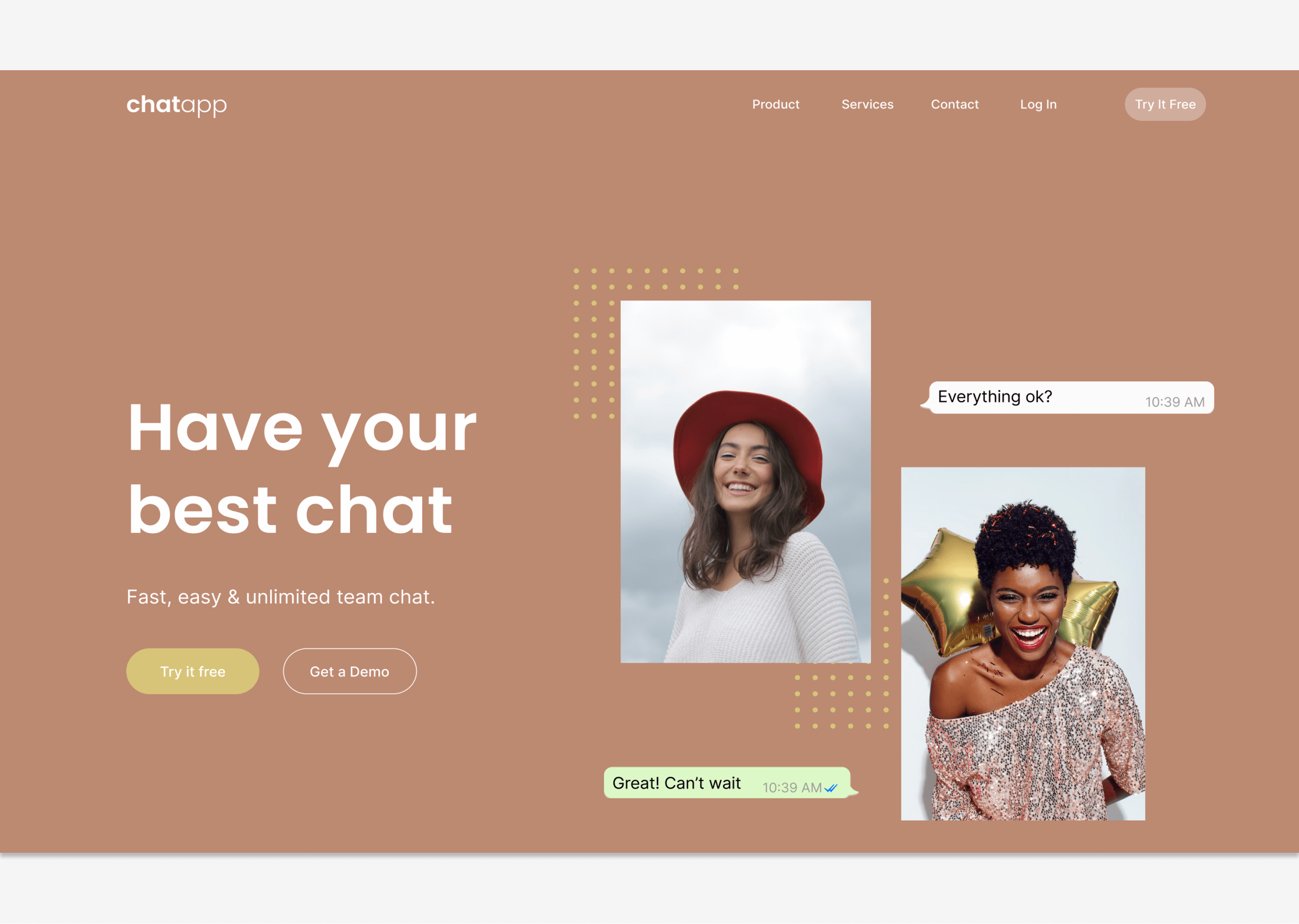 Screenshot of a chatting homepage.