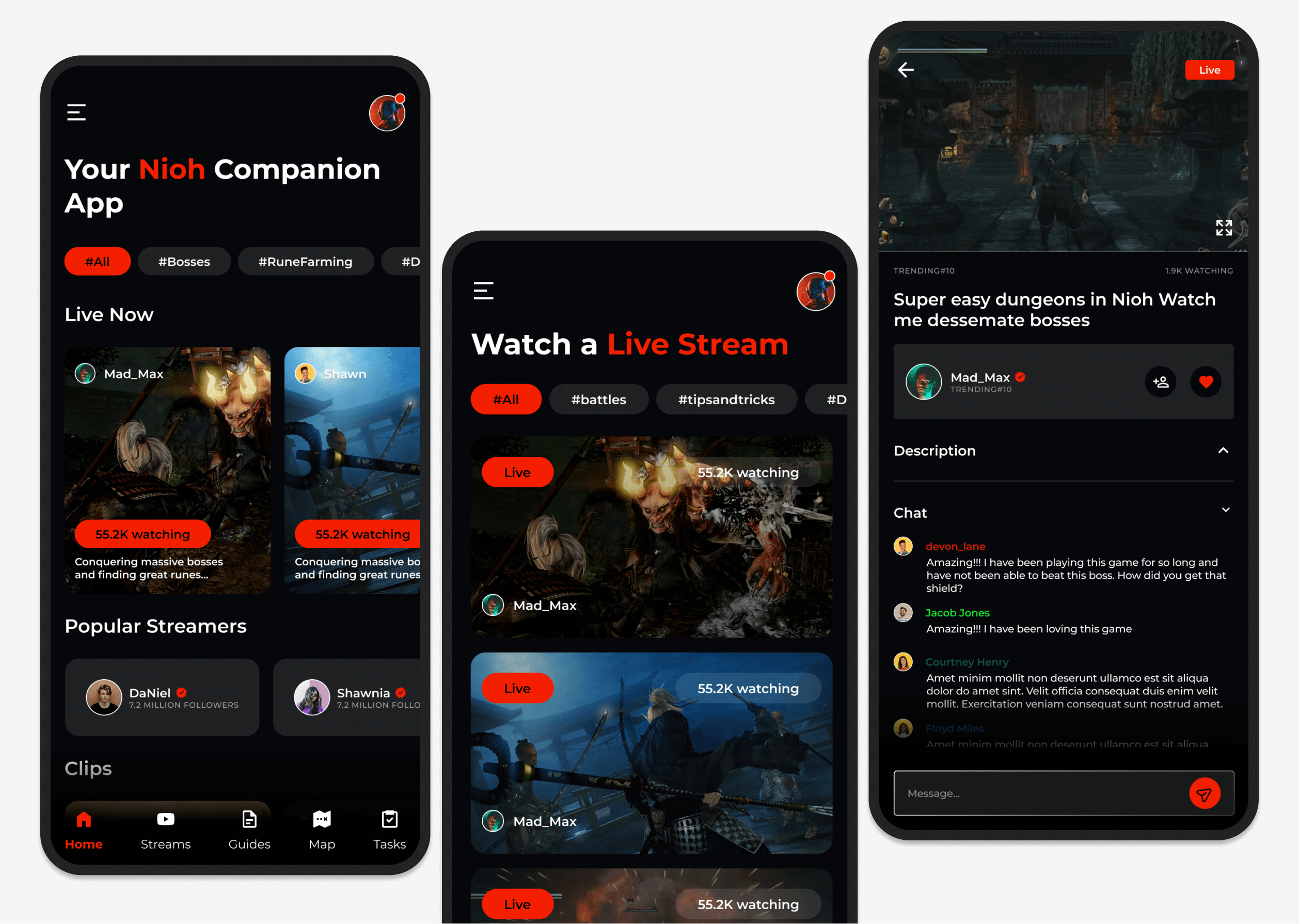 Screenshot of hi-fi wireframes for a video game