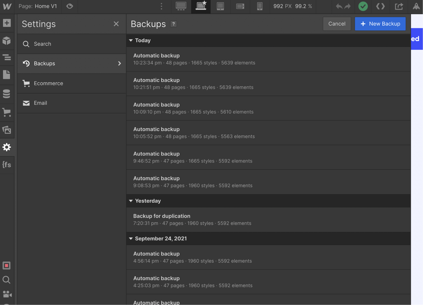 Backups - Saasplex X Webflow Template