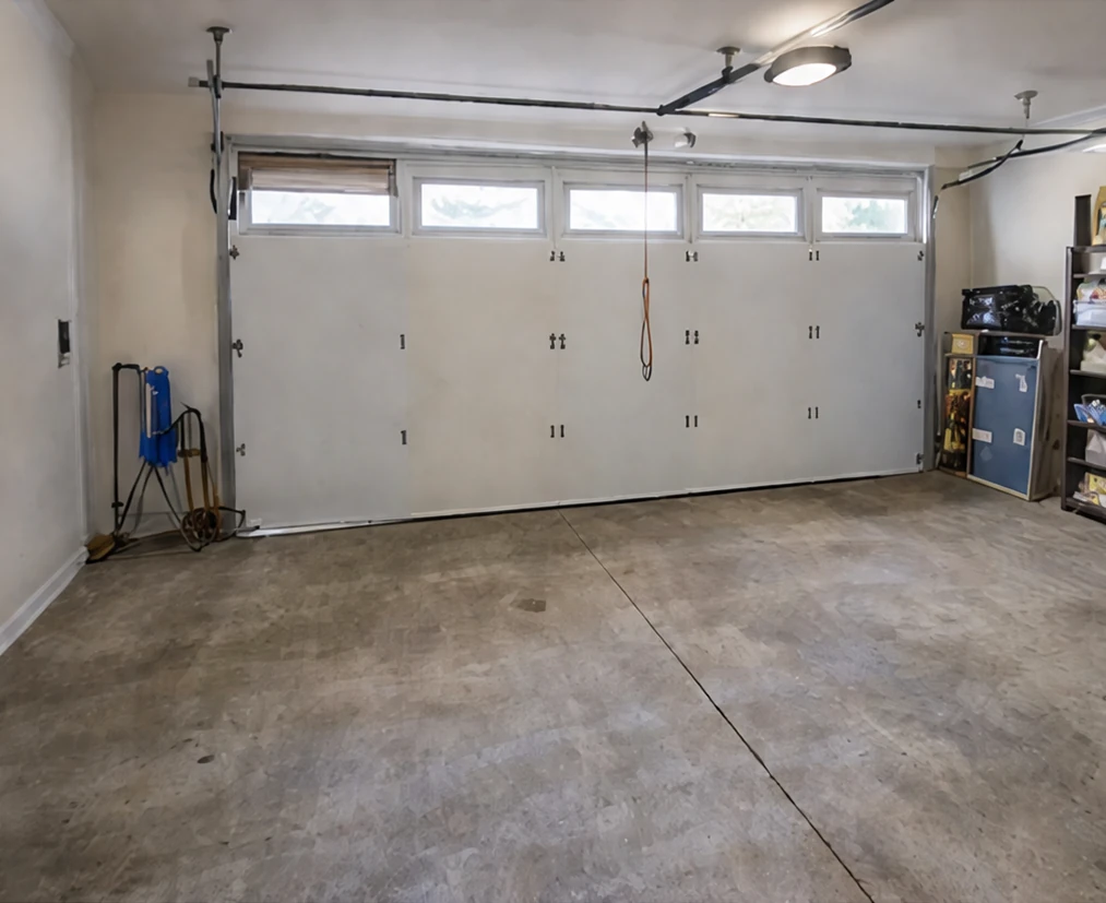 Garage vide et nettoyé après un débarras