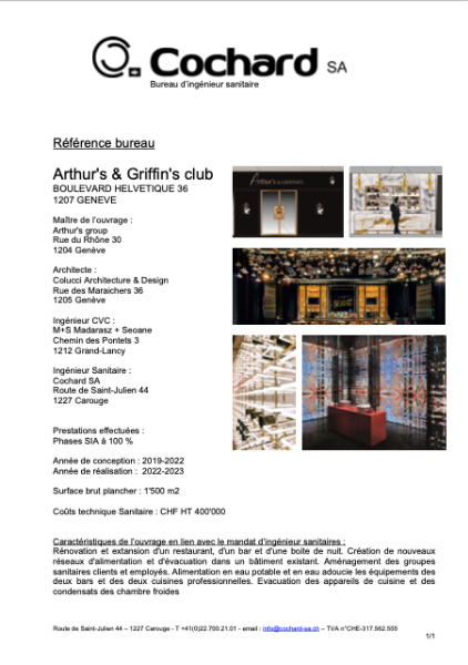 Reference ARTHUR'S & GRIFFIN'S CLUBS