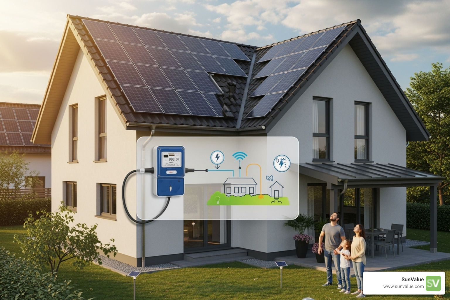 Components of a solar system laid out with labels - how to use solar panels for home