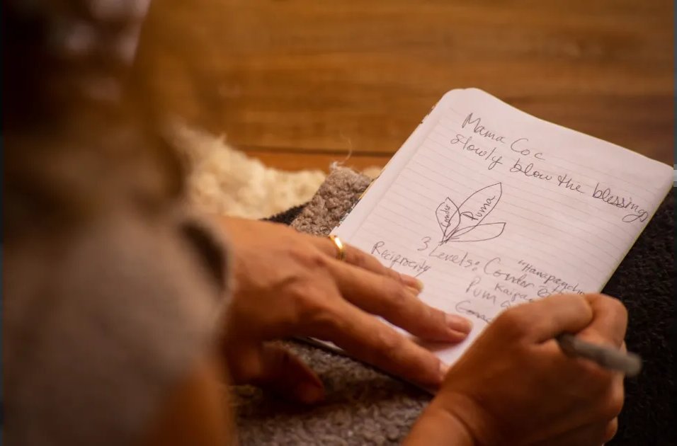 A student writing study notes