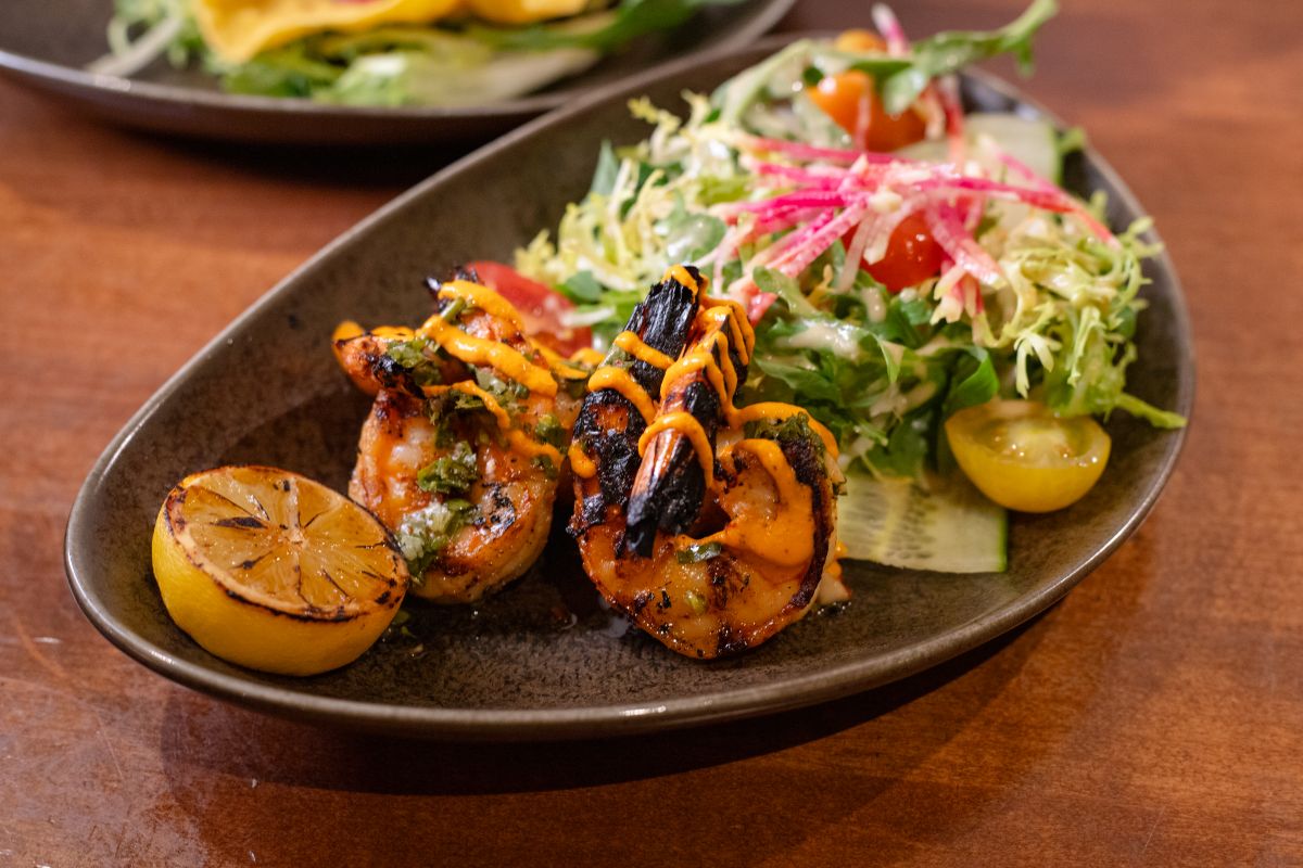 Grilled shrimp on a plate