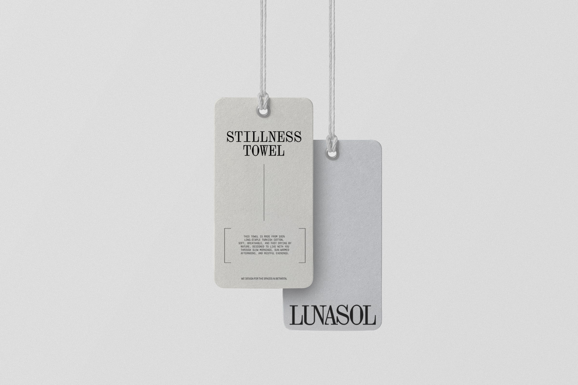 A lunasol towel tag labels on a white background