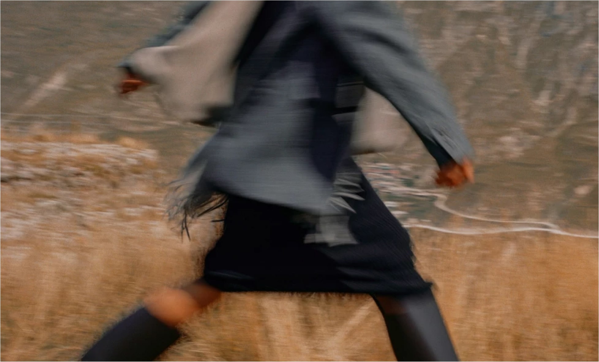 Woman in a skirt walking in a hurry