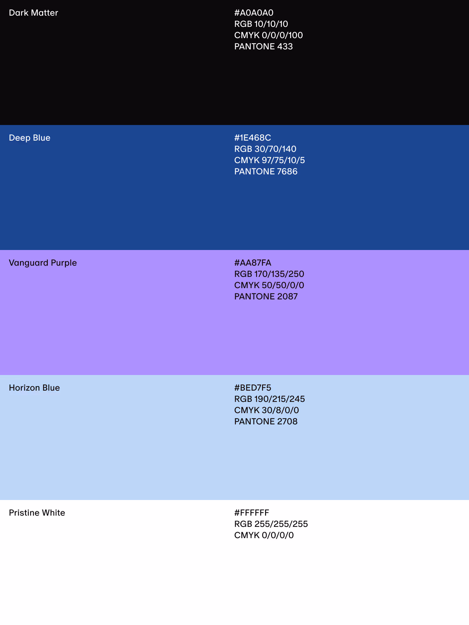 Project 0 colour palette