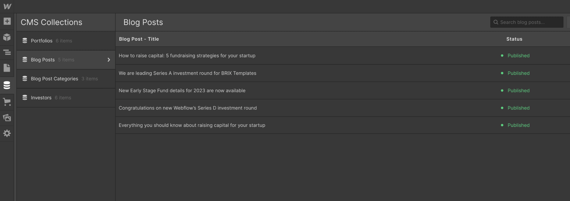 CMS Collection - Venture X Webflow Template