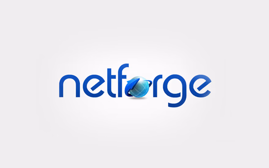 Blue wordmark logo reading 'netforge' with a stylized icon.