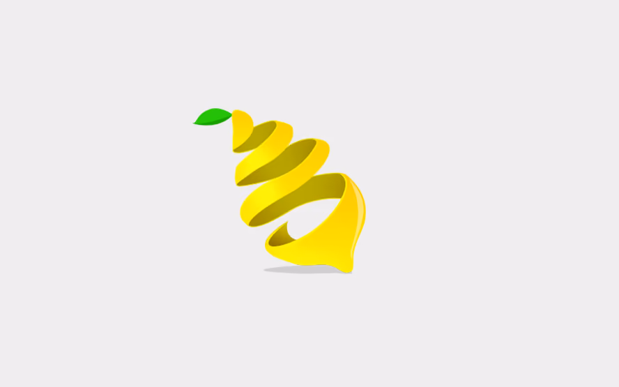 White background logo featuring a small yellow curved or spiral icon.