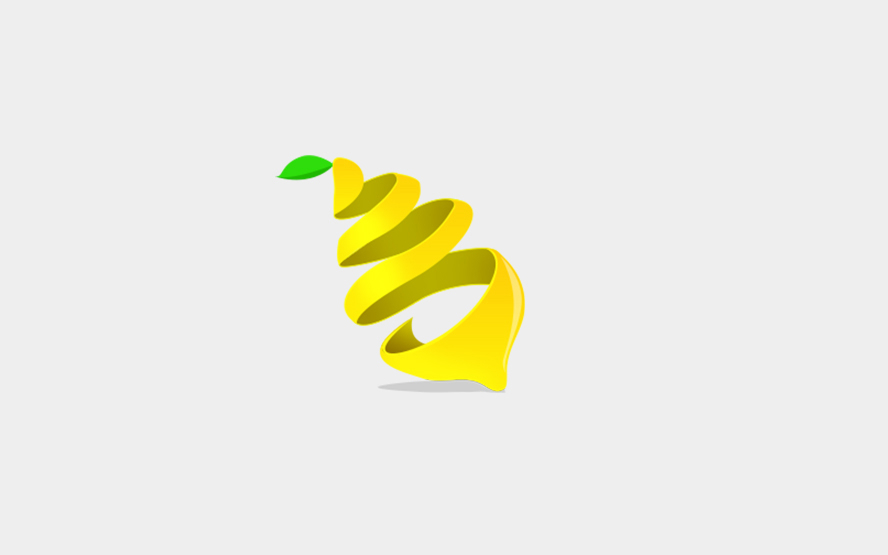 White background logo featuring a small yellow curved or spiral icon.