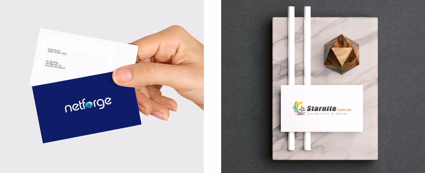 Close-up photo of a hand holding a pen while sketching logo design ideas.