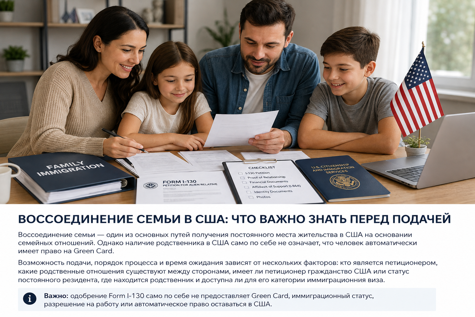 Сім’я та документи для возз’єднання сім’ї у США