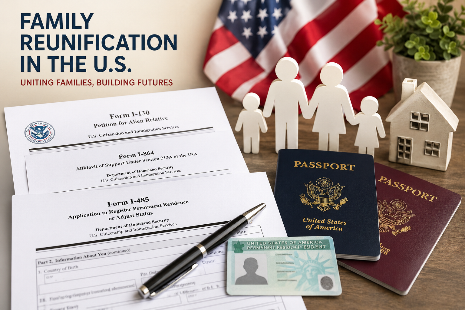 Family and immigration documents for family reunification in the United States